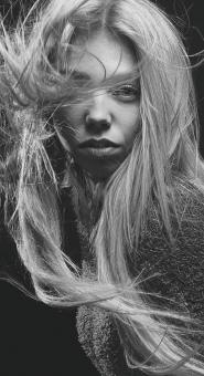 Free Stock Photo of Girl with Long Blond Hair - Monochrome Portrait