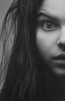 Free Stock Photo of Young Female Half Portrait - Monochrome