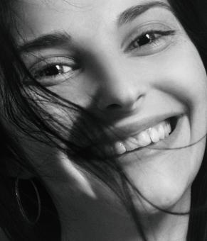 Free Stock Photo of Happy Female Smiling - Monochrome Portrait
