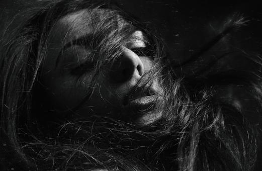Free Stock Photo of Dark Hair - Monochrome Female Portrait