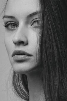 Free Stock Photo of Young Woman Black and White Portrait