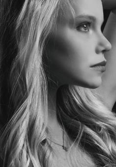 Free Stock Photo of Blond Girl Profile - Monochrome Portrait