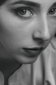 Free Stock Photo of Girl Close Up Portrait - Monochrome