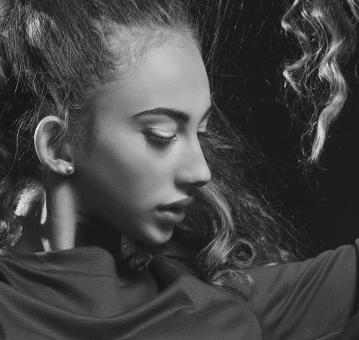 Free Stock Photo of Curly Hair Female - Monochrome Portrait