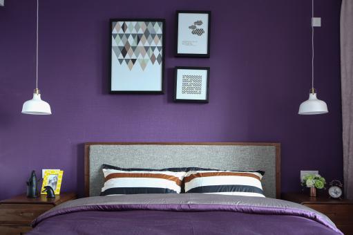 Free Stock Photo of Purple Bedroom