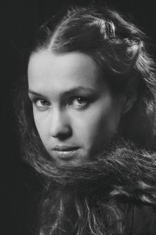 Free Stock Photo of Beautiful Woman with Long Dark Hair - Monochrome