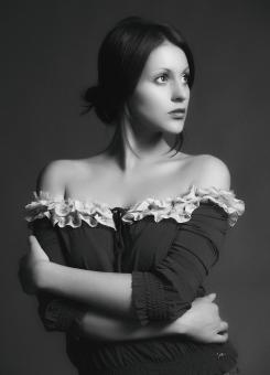 Free Stock Photo of Beautiful Girl - Monochrome Portrait