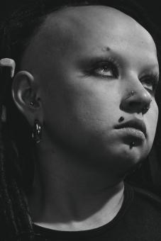Free Stock Photo of Punk Rocker Girl - Monochrome Portrait