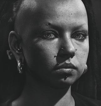Free Stock Photo of Facial Piercings - Girl Monochrome Portrait