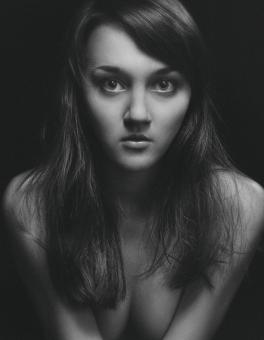 Free Stock Photo of Young Beauty Topless Portrait - Monochrome