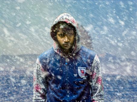 Free Stock Photo of Man in Snowstorm