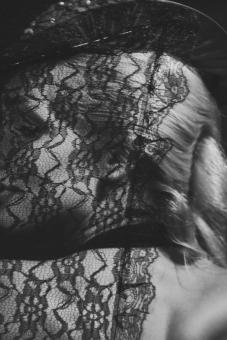 Free Stock Photo of Girl with Shawl - Monochrome