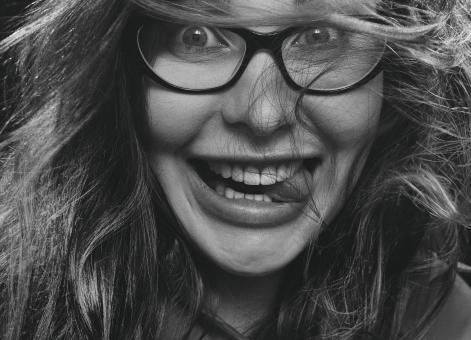 Free Stock Photo of Goofy Girl - Monochrome