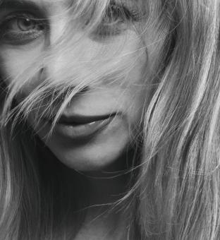 Free Stock Photo of Blond Hair - Girl Portrait - Monochrome