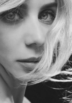Free Stock Photo of Woman Portrait - Blond Girl - Monochrome