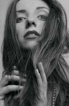 Free Stock Photo of Dark Haired Girl - Monochrome Portrait