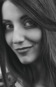 Free Stock Photo of Closeup of Beautiful Brunette Woman - Monochrome