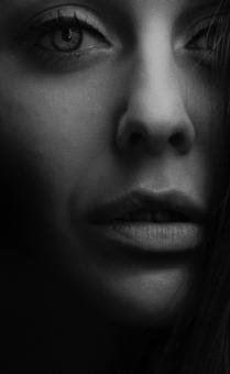 Free Stock Photo of Dark Closeup - Portrait of Female - Black and White