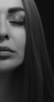 Free Stock Photo of Half Portrait - Girl with Closed Eyes - Monochrome