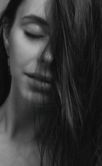 Free Stock Photo of Beautiful Girl with Closed Eyes - Portrait in Monochrome