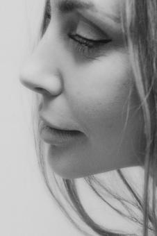 Free Stock Photo of Girl Face Close Up - Monochrome Portrait