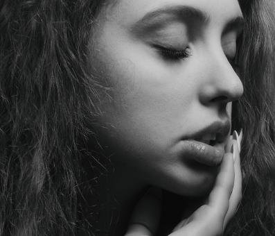 Free Stock Photo of Girl Monochrome Profile - Closed Eyes