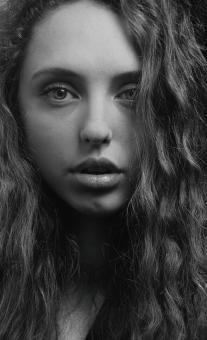 Free Stock Photo of Girl with Dark Long Hair - Monochrome Portrait