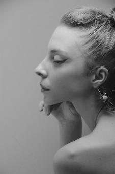 Free Stock Photo of Beautiful Girl Profile - HighKey - Monochrome