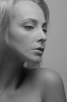 Free Stock Photo of Blond Girl Studio Portrait - Monochrome
