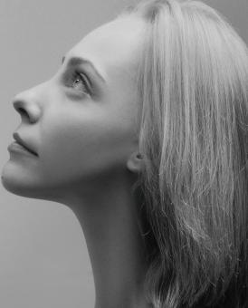 Free Stock Photo of Blond Girl Profile in Black and White