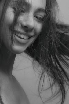 Free Stock Photo of Happy Girl Portrait in Monochrome