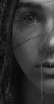 Free Stock Photo of Girl Half Portrait in Black and White