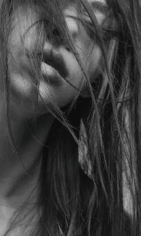 Free Stock Photo of Dark Hair - Female Portrait - Monochrome