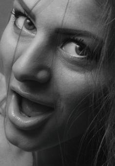 Free Stock Photo of Joyful Girl Portrait - Monochrome