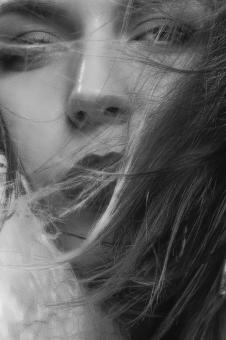 Free Stock Photo of Girl Portrait - Hair - Monochrome