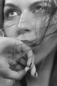 Free Stock Photo of Worried Girl Portrait in Monochrome