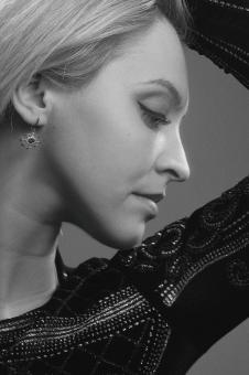 Free Stock Photo of Blond Girl Profile in Monochrome