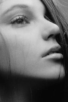 Free Stock Photo of Young Girl Profile - Closeup - Monochrome