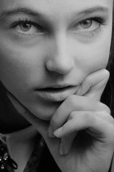 Free Stock Photo of Young Female - Portrait - Black and White