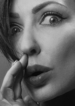 Free Stock Photo of Whisper - Monochrome Female Portrait