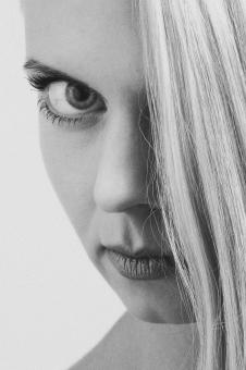 Free Stock Photo of Blond Girl - Half Portrait - Monochrome