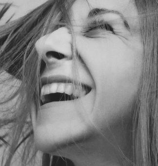 Free Stock Photo of Very Happy Female - Laughing - Monochrome