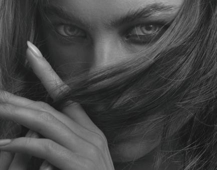Free Stock Photo of Mysterious Girl Portrait - Monochrome