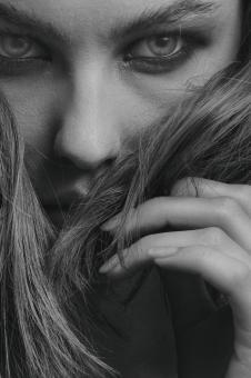 Free Stock Photo of Mystery Girl - Monochrome Portrait