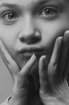 Free Stock Photo of girl,monochrome,retro,face,beautiful,look,studio,portrait