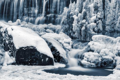 Free Stock Photo of Winter Blue Cascades of Rock Run