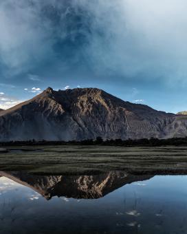 Free Stock Photo of Reflection of mountain in water