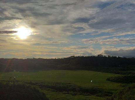 Free Stock Photo of Sunset cloud sky blue view forest hill