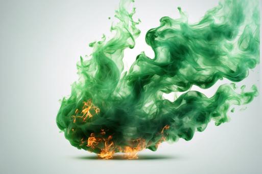Free Stock Photo of Green fire flame with smoke. Ai generative