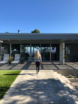 Free Stock Photo of Woman in front of building